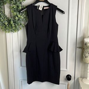 NWT Rebecca Taylor Black Sleeveless Peplum Dress 6